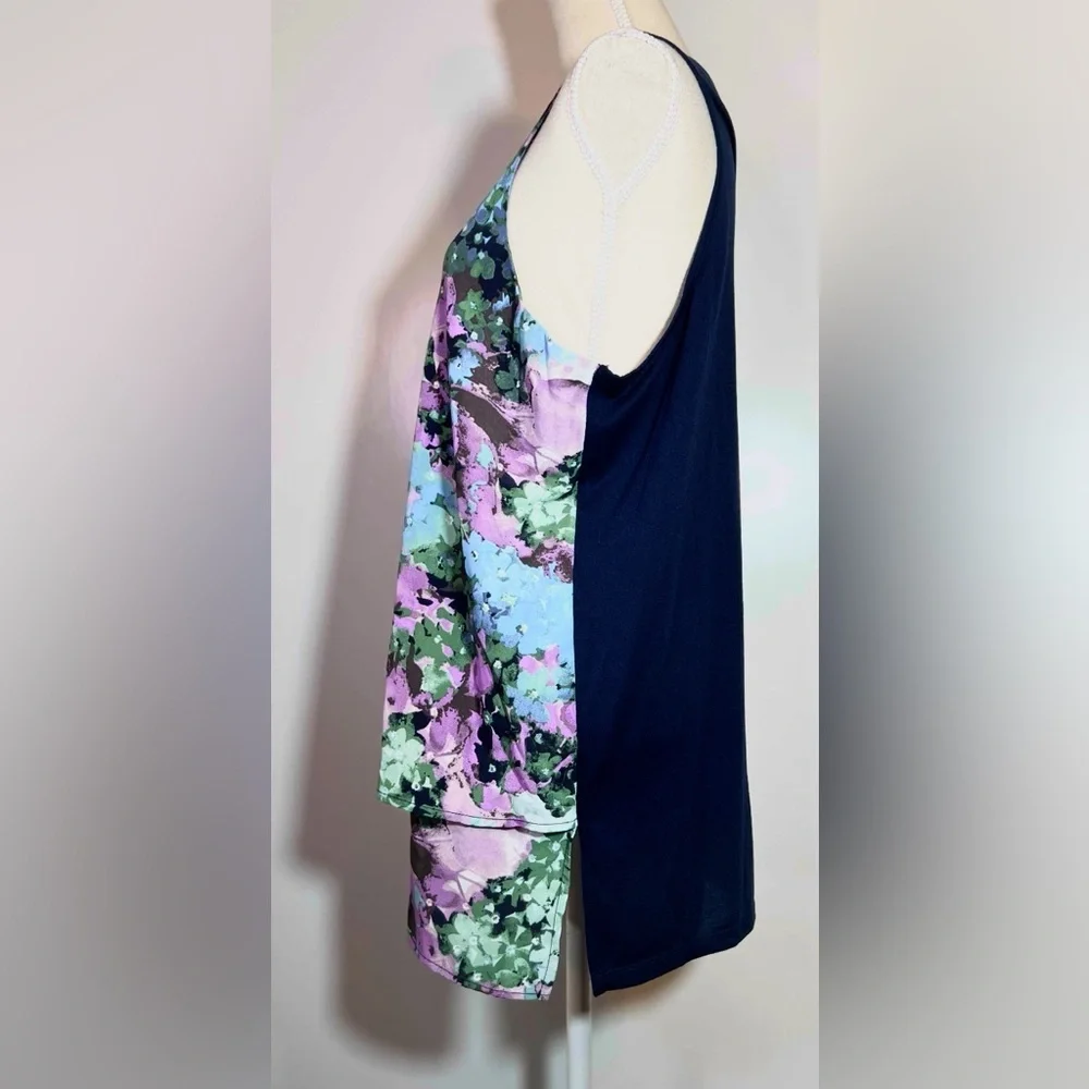 DG2 by Diane Gilman Blouse Floral Print Women’s Size 3X Navy Back - Picture 3 of 9